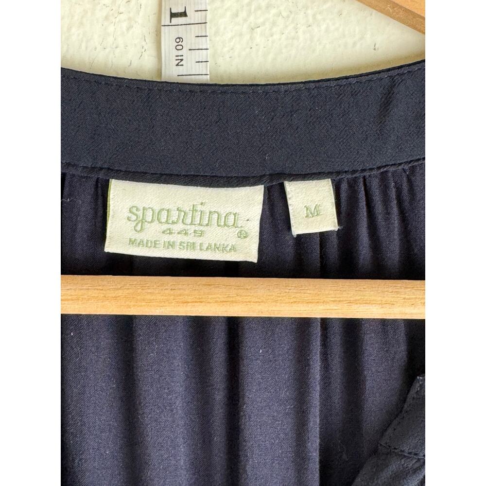 Spartina Catalina Drawstring Mini Dress Slate Blue Long Sleeve Medium - Picture 13 of 16